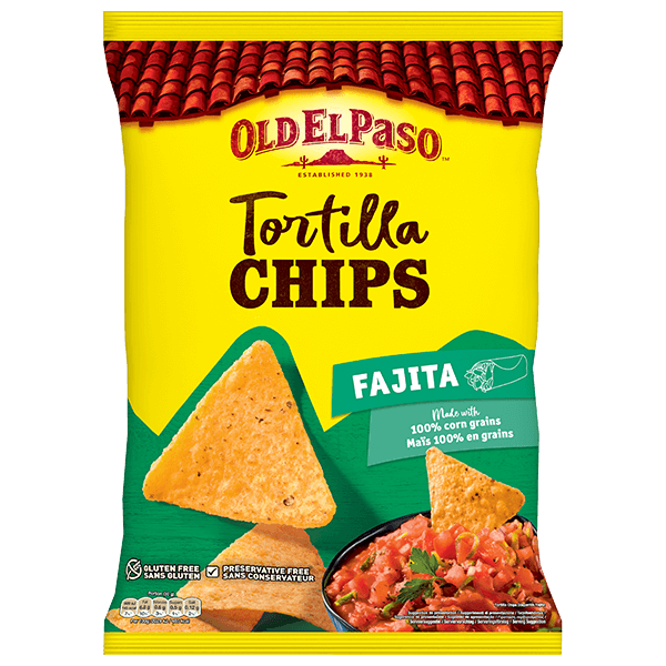 una confezione di fajita di tortilla chips Old El Paso, 185 g