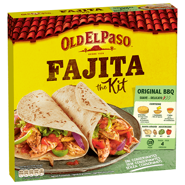una confezione di kit per fajitas barbecue originale Old El Paso