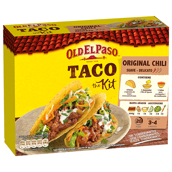 una confezione di kit per tacos al peperoncino originale Old El Paso